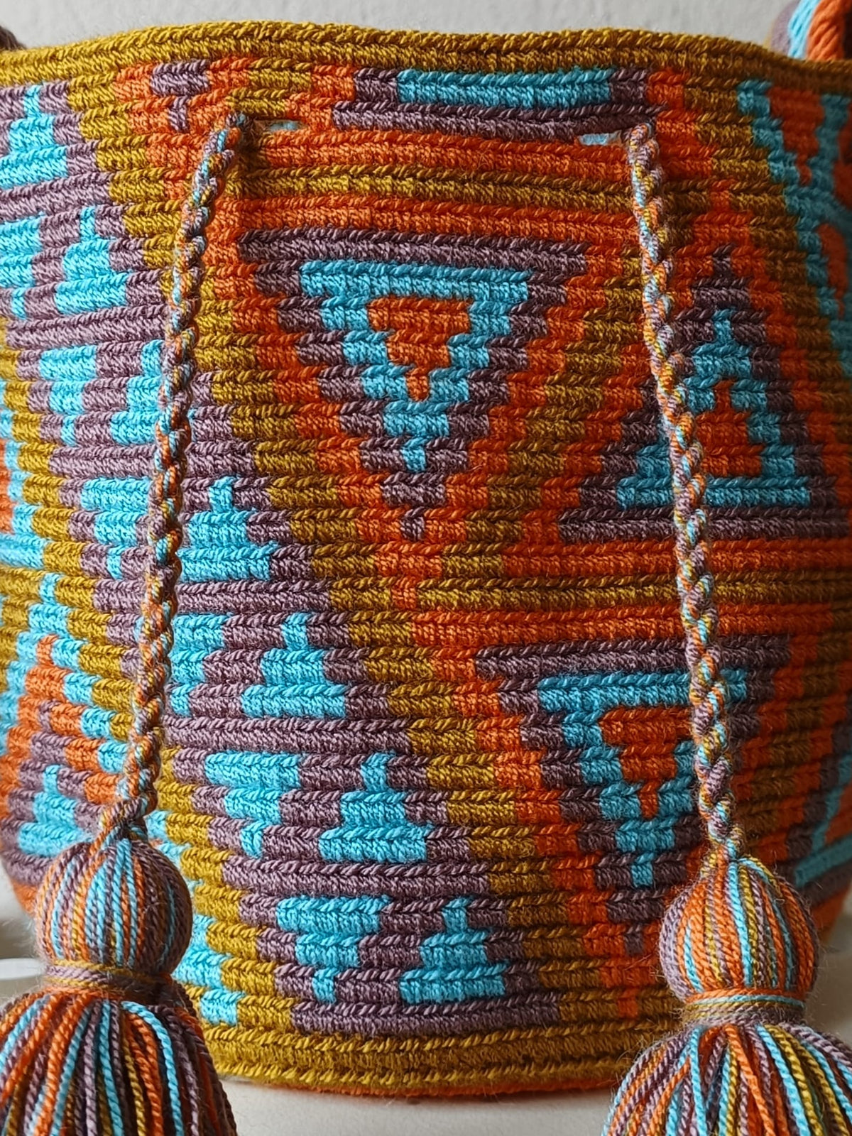 Sac avec bandoulière mochila S jaune moutarde et blue clair
