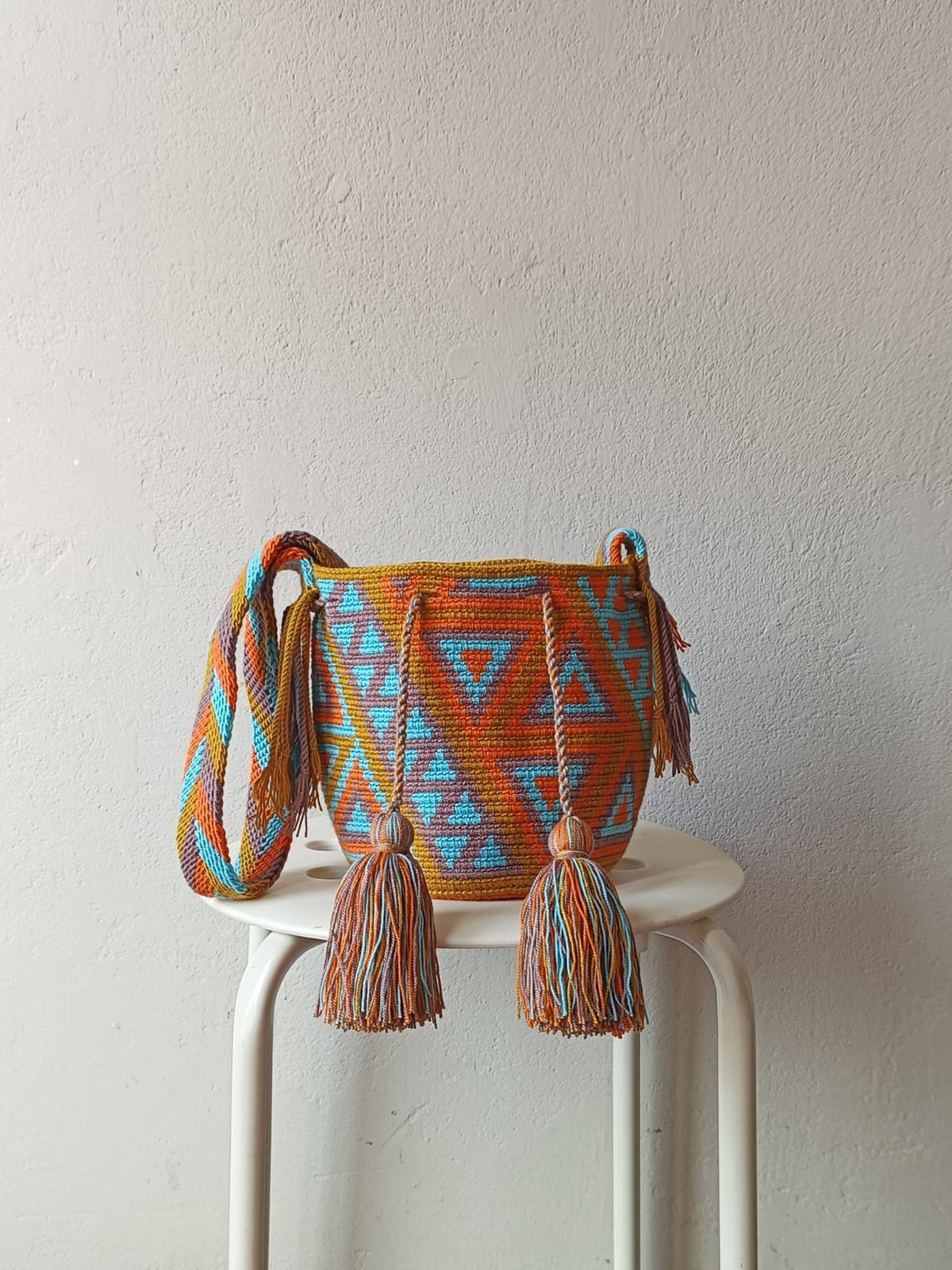 Sac avec bandoulière mochila S jaune moutarde et blue clair