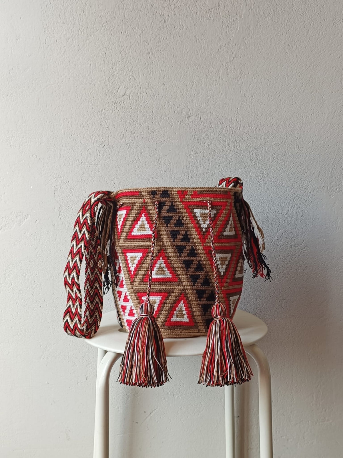 Borsa mochila a tracolla M rossa e marrone