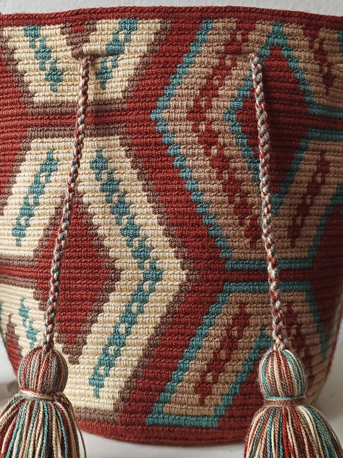 Borsa mochila a tracolla M marrone e verde