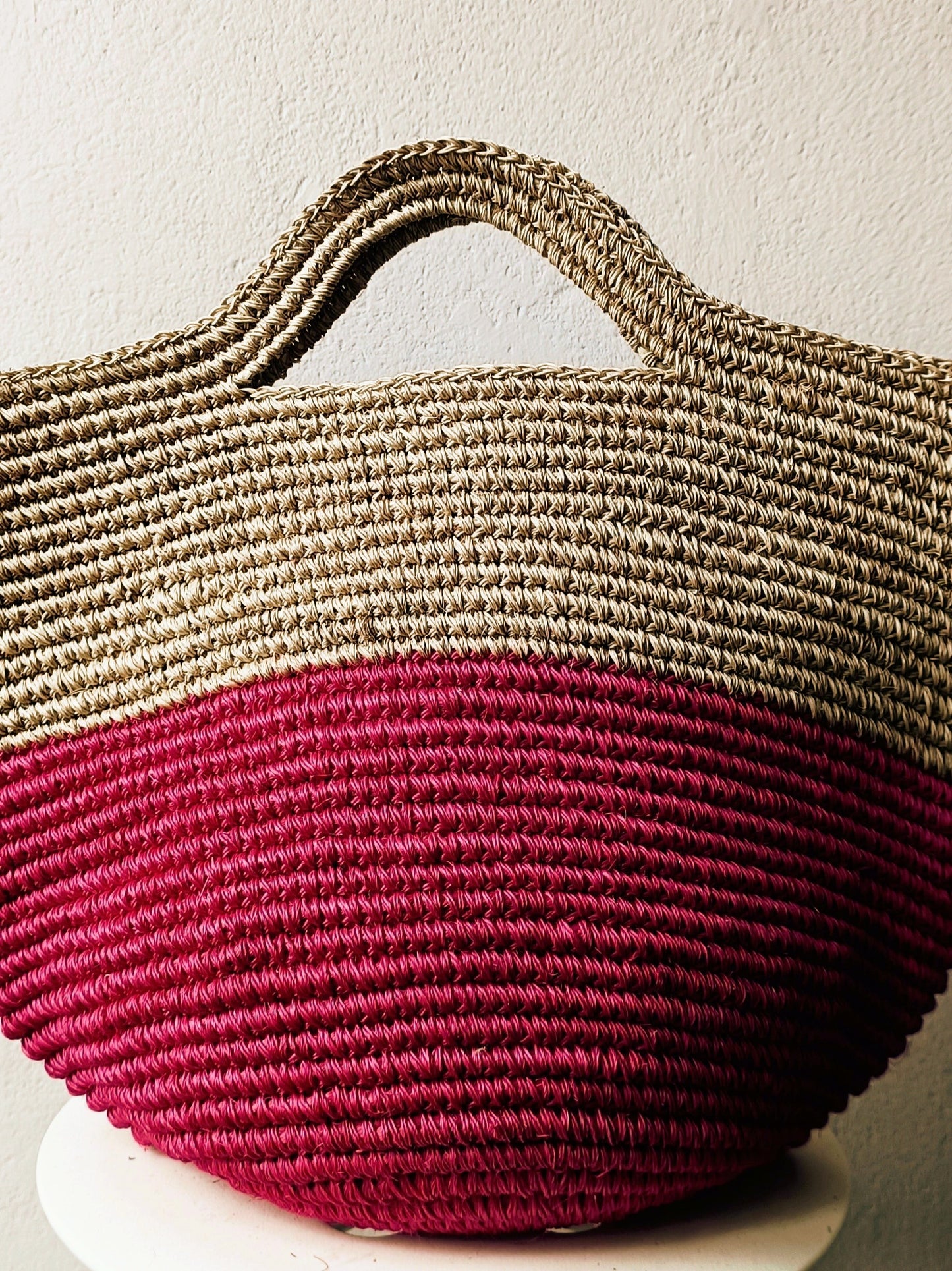 Sac panier Tramae XL mélange beige et fuchsia
