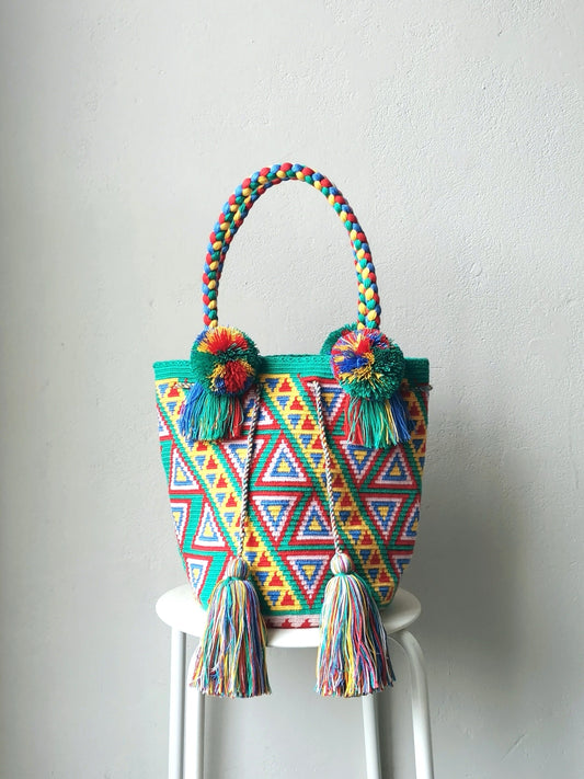 FIN DE SÉRIE - Sac shopping mochila L vert et rouge
