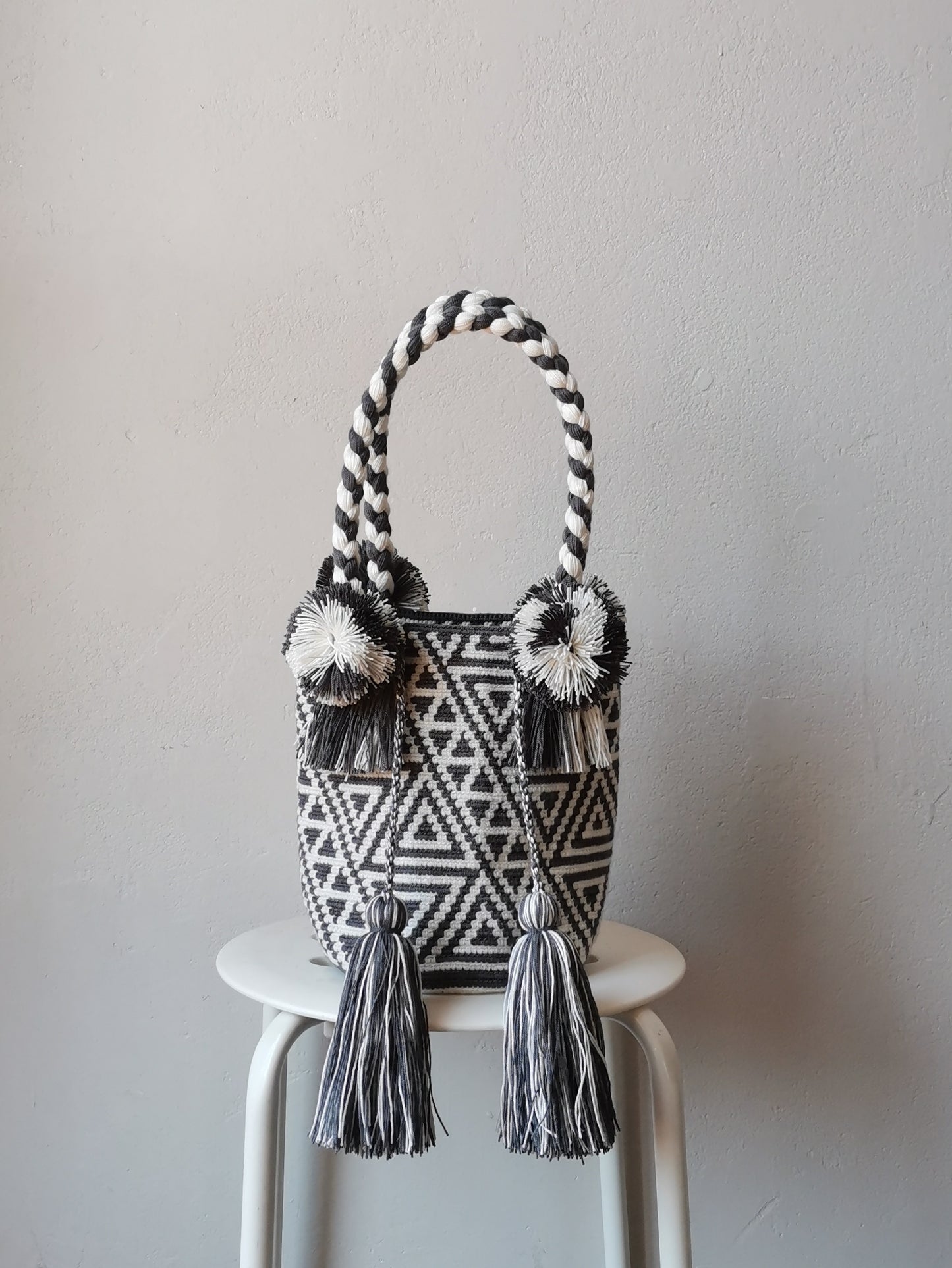 CAMPIONE - M white and dark gray mochila handbag